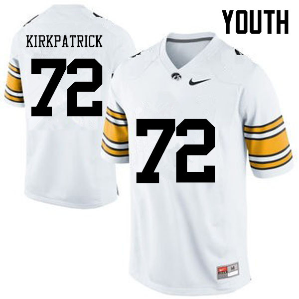 Youth Iowa Hawkeyes #72 Coy Kirkpatrick College Football Jerseys-White